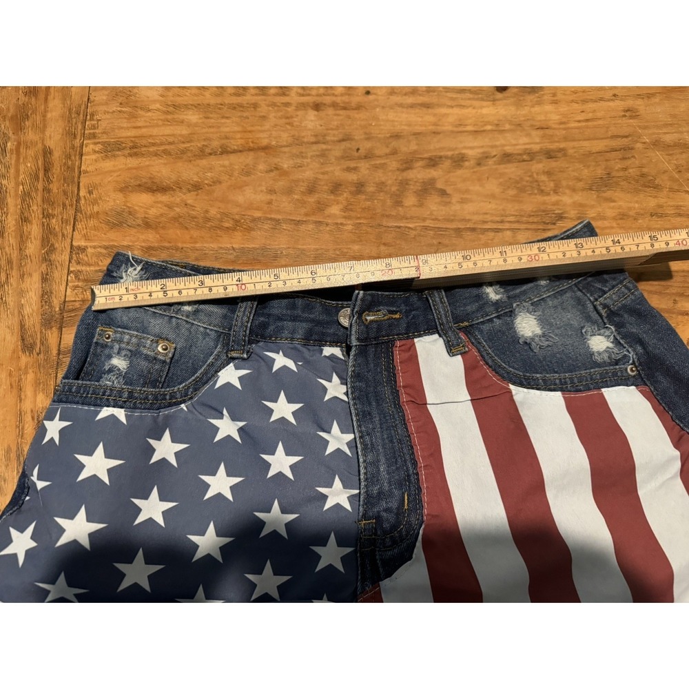American Flag Women's Shorts Sz L Distressed Cut Off Flag Cowboy Patriotic - Picture 8 of 8